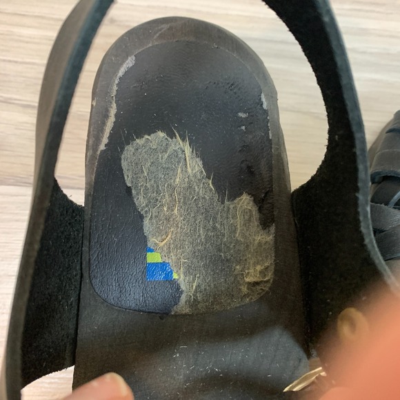 MIA Swedish Clog Sandals Women US 7 Weave Leather Wooden Platform 37 Black - Picture 9 of 12